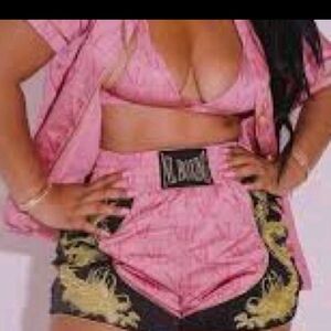 Nichole Lynel A Knock Out Boxing Shorts Pink Black M